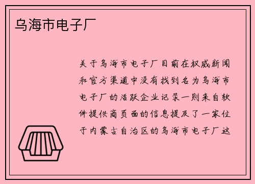 乌海市电子厂